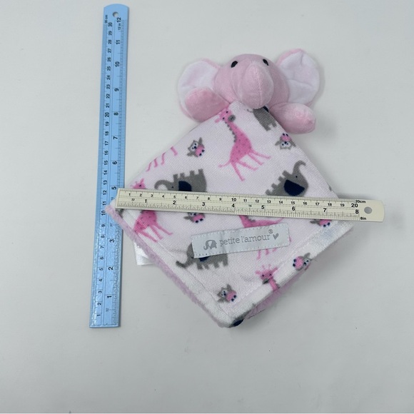 Petite L’Amour Baby Lovey White Pink Elephant Giraffe Soft Security Blanket - Picture 8 of 8